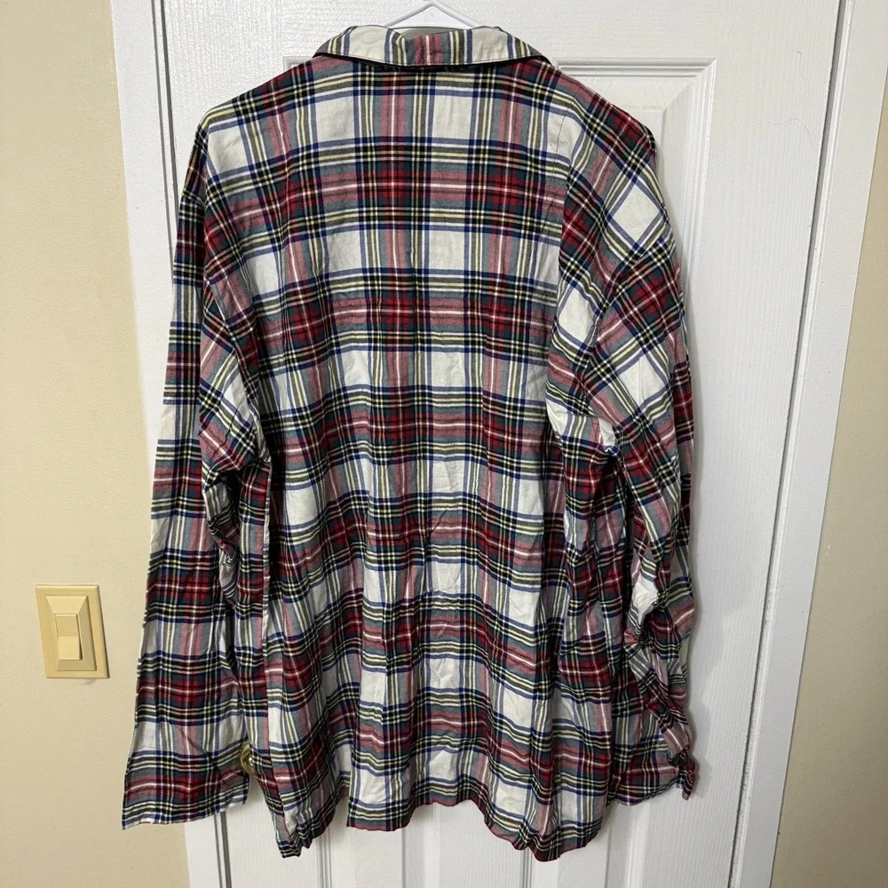 Polo Ralph Lauren Men's Large Plaid Pajama Sleepwear Button Up Shirt Cotton